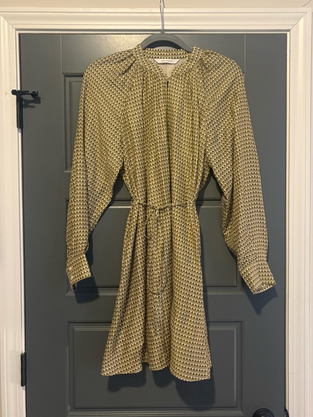 Rebecca Taylor Silk Blend Printed Long Sleeve Mini Dress Tie Waist Size 0 - Picture 2 of 4